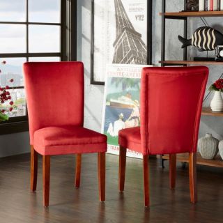 HomePop Rich Berry Merlot Velvet Parsons Dining Chair (Set of 2)