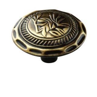 Amerock 1 3/8 in. Light Almond with Burnished Brass Cabinet Knob 1355AB