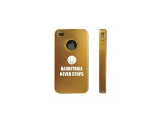 Apple iPhone 4 4S 4G Yellow Gold DD48 Aluminum & Silicone Case Basketball Never Stops