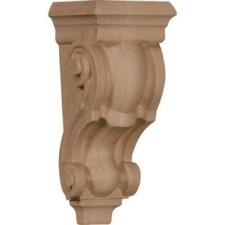 Ekena Millwork 3 in. x 3 1/2 in. x 7 in. Unfinished Wood Mahogany Small Traditional Corbel CORW03X03X07TRGM