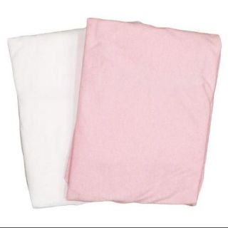 Portacrib 2 Pack Value Jersey Fitted Sheet White & Pink by American Baby Company