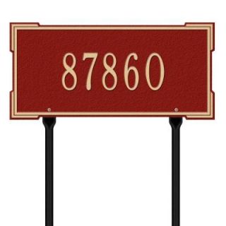 Whitehall Products Rectangular Roanoke Standard Lawn 1 Line Address Plaque   Red/Gold 1123RG