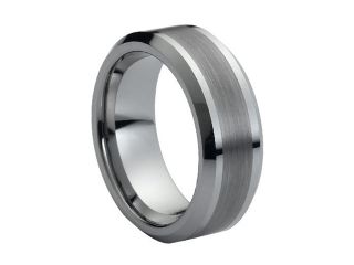 Tungsten Carbide Brushed Center 8mm Wedding Band Ring
