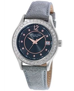 Kenneth Cole New York Womens Gray Leather Strap Watch 38mm 10020852