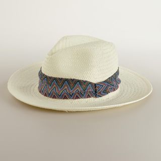 Ivory Panama Hat with Zigzag Band