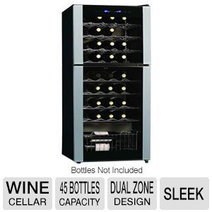 Koolatron Dual Zone Wine Cellar   45 Bottle Capacity, Sleek, Dual Cooling Zone    WC45