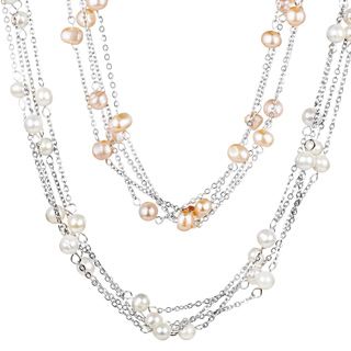 ELYA Stainless Steel Freshwater Pearl Multi strand Necklace (6 7 mm