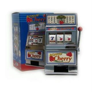 Cherry Bonus Slot Machine Bank with Spinning Reels