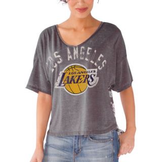 Touch by Alyssa Milano Los Angeles Lakers Womens Gray Maverick Hi Low Burnout T Shirt
