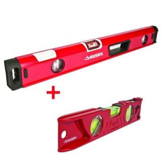 Husky 48 in. Box Level with Optivision plus Free 10 in. Aluminum Magnetic Torpedo Level 905 41P 48H+923 10 10H