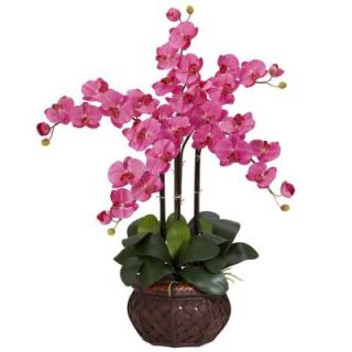 31 in. H Dark Pink Phalaenopsis with Decorative Vase Silk Flower Arrangement 1211 DP