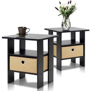 Furinno Petite End Table Bedroom Night Stand, Set of 2, Multiple Colors