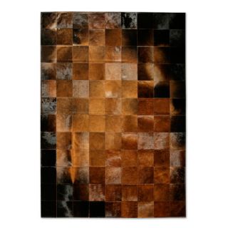 Pure Rugs Patchwork Cowhide Park Normand Brown/Black Area Rug