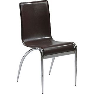 Euro Style™ Grace Leather Dining Side Chair, Brown