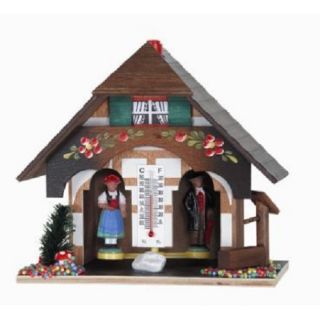 Weather House with Hand Painted Edelweiss Flowers Barometer