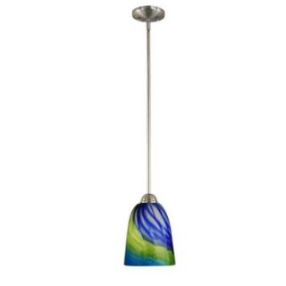 48.75" Nickel and Sapphire Summerland Hand Crafted Glass Hanging Mini Pendant Ceiling Light Fixture