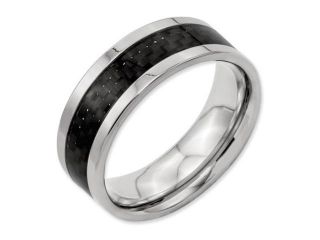 Titanium 8mm Polished With Black Carbon Fiber Inlay Band, Size 13