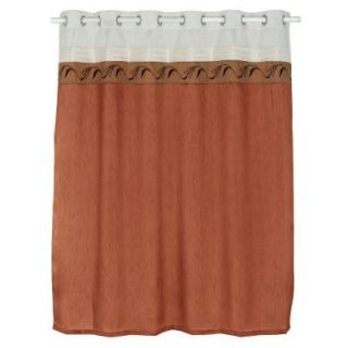 Lavish Home Abilene 72 in. Embroidered Shower Curtain in Brown 67 0001
