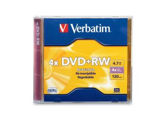 Verbatim DVD+RW 4.7GB 4X Branded 1pk Jewel Case