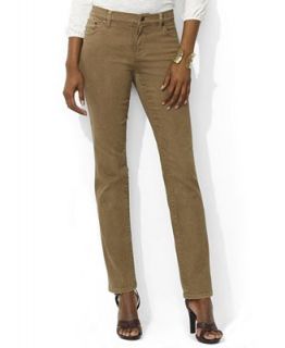 Lauren Jeans Co. Jeans, Slimming Modern Straight Leg, Tan Wash   Jeans