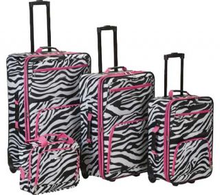 Rockland 4 Piece Luggage Set F105   Pink Zebra