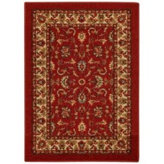 Rubber Back Red Traditional Floral Non Slip Door Mat Rug (1'6 x 2'6)