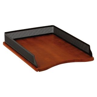 Rolodex™ Distinctions Self Stacking Desk Tray, Metal/Wood, Black