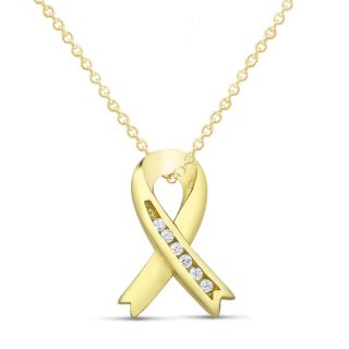 Goldplated Sterling Silver Breast Cancer Awareness Ribbon Pendant
