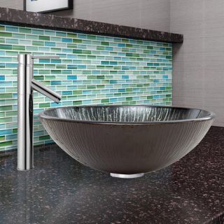 Enchanted Earth Glass Vessel Sink and Dior Faucet Set