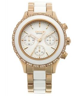DKNY Watch, Womens Chronograph White Ceramic and Rose Gold Ion Plated