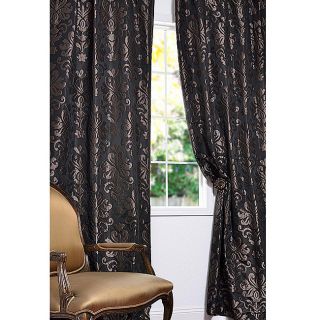 Black/ Bronze Patterned Faux Silk Jacquard 84 inch Curtain Panel