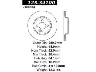 Centric Disc Brake Rotor 125.34100