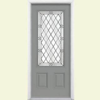 Masonite 36 in. x 80 in. Halifax Three Quarter Rectangle Painted Smooth Fiberglass Prehung Front Door with Brickmold 36720
