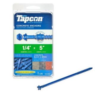 Tapcon 1/4 in. x 5 in. Polymer Plated Steel Hex Head Concrete Anchors (25 Pack) 24400