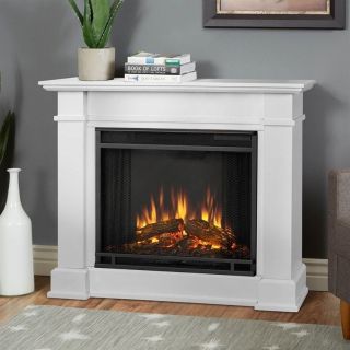 Real Flame Devin Indoor Electric Fireplace in White   1220E W