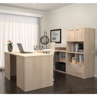 i3 by Bestar U shaped Office Desk with Built in Storage Unit