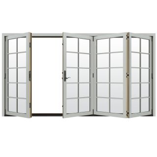 JELD WEN W 4500 124.1875 in 10 Lite Glass Arctic Silver Wood Folding Outswing Patio Door