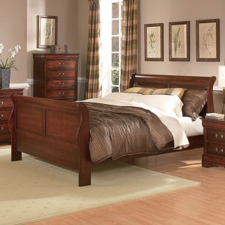 Homelegance Chateau Brown Distressed Cherry Queen Sleigh Bed