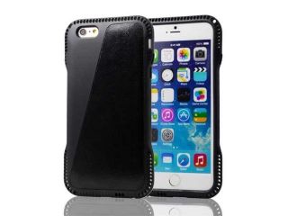 Moonmini Stylish PU Leather + TPU Snap On Soft Back Case Cover Skin Protector for iPhone 6 Plus 5.5 inch   Black