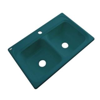 Thermocast Chesapeake Drop In Acrylic 33 in. 1 Hole Double Bowl Kitchen Sink in Teal 43141