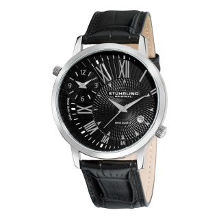 Stuhrling Original Mens Polaris Swiss Quartz Leather Strap Watch