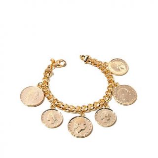 Bellezza Lira Coin Bronze Curb Link Charm Bracelet   7741570