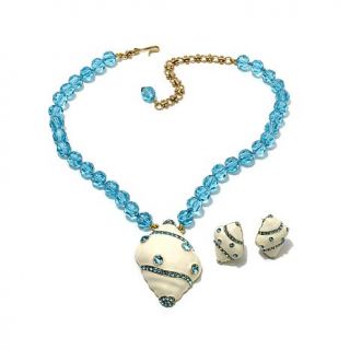 Heidi Daus "Fashion Conch ous" Beaded Necklace and Enamel Earrings Set   8081771