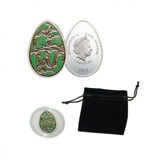 2013 Limited Edition of 2,500 $5 Cook Islands Imperial Egg Silver Coin in Green   7755134
