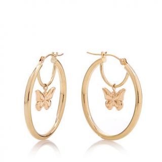 Michael Anthony Jewelry® 10K Yellow Gold Butterfly Charm Drop Hoop Earrings   7893876