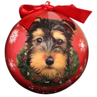 Yorkie Pup Christmas Ornament Shatter Proof Ball