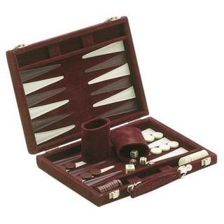 Burgundy Suede 18 in. Backgammon Set