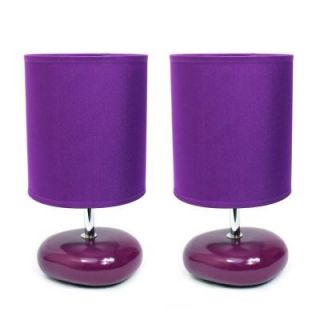 Simple Designs 10.5 in. Purple Stonies Small Stone Look Table Bedside Lamp (2 Pack) LT2005 PRP 2PK