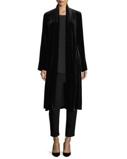 Eileen Fisher Washable Velvet Kimono Jacket, Sleeveless Silk Long Shell & Silk Georgette Crepe Pants, Womens