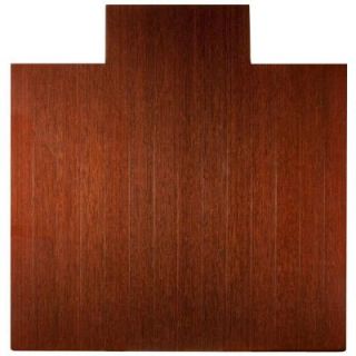 Anji Mountain Deluxe Dark Brown Mahogany 55 in. x 57 in. Bamboo Roll Up Office Chair Mat with Lip AMB24025W